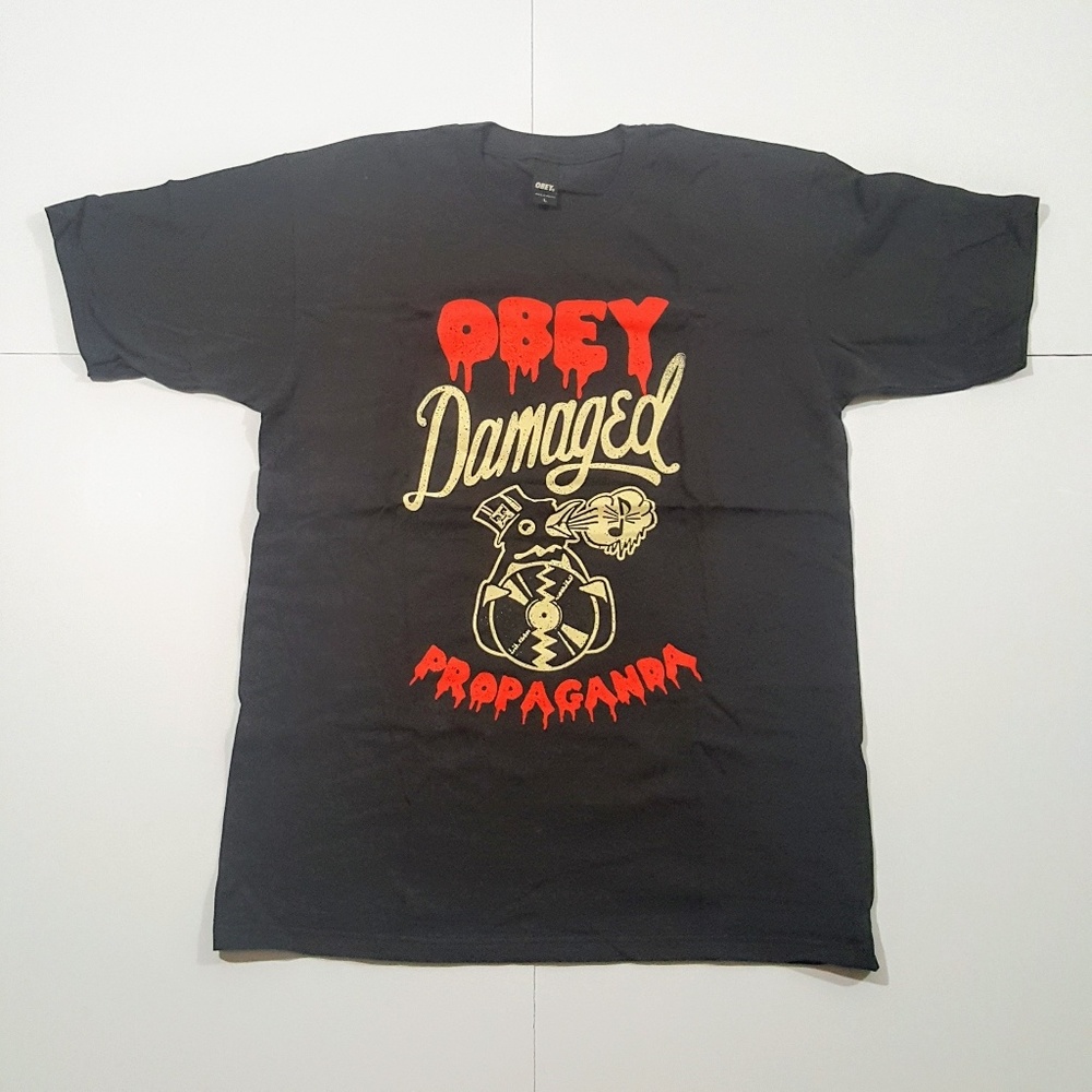 NWOT Obey Graphic Tee Charcoal Size Large